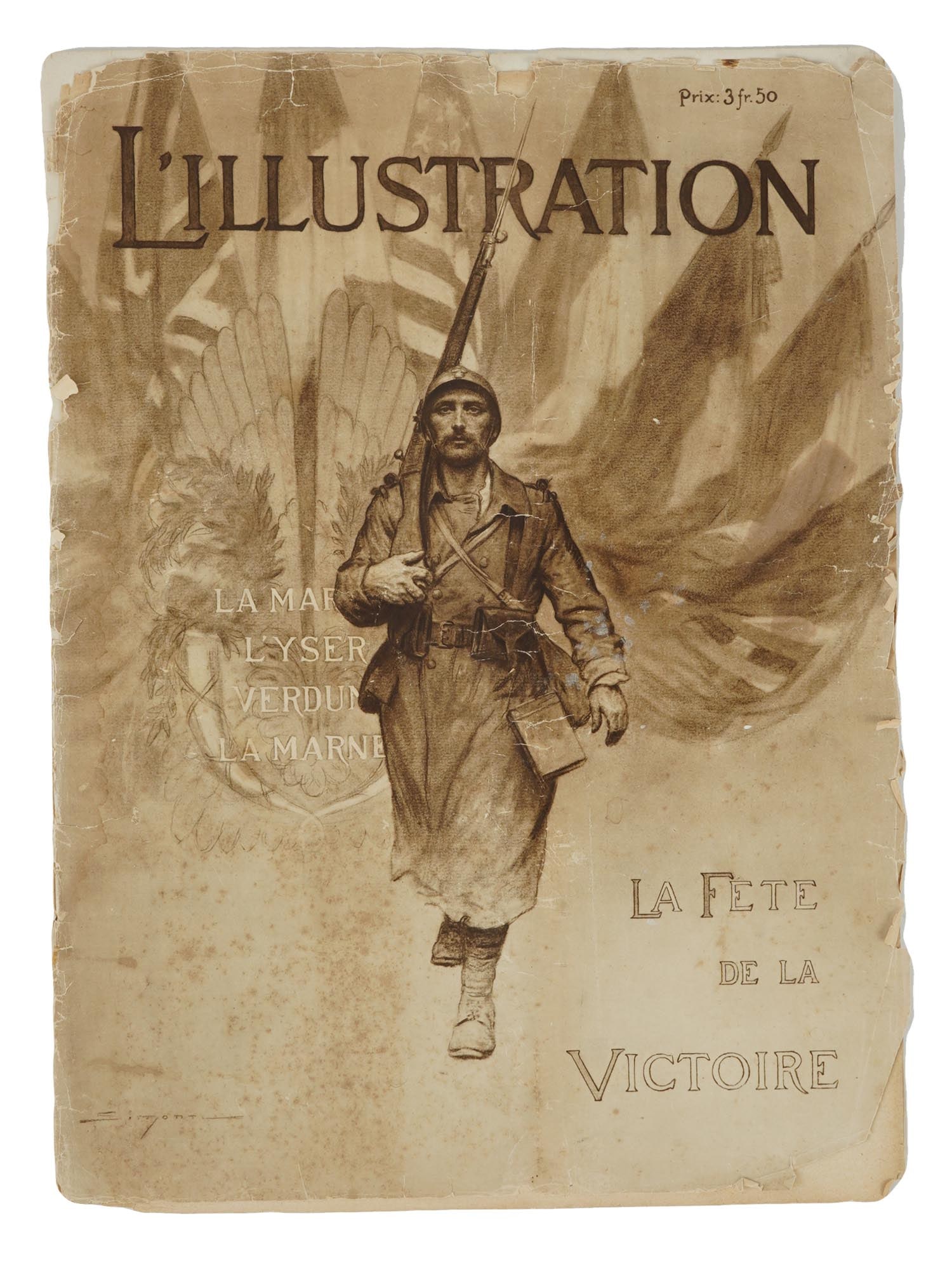 1918 FRENCH L ILLUSTRATION MAGAZINE WWI ARMISTICE: L Illustration magazine, issued 16-23 November 1918, no. 3950-3951. Published in Paris, France. The issue is dedicated to the end of the First World War. L Illustration was the first weekly illustrate