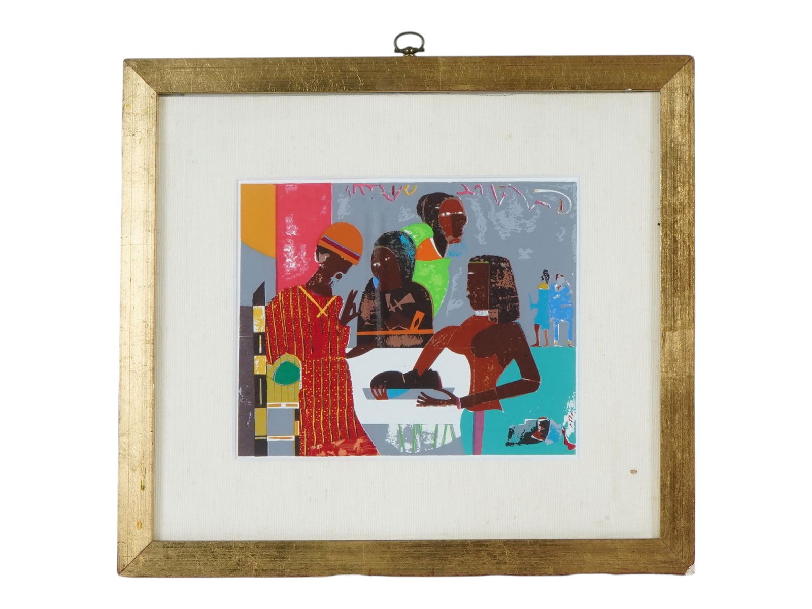 COLOR LITHOGRAPH ON PAPER BY ROMARE BEARDEN 1974