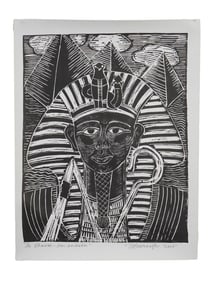 ATTR TO MARGARET BURROUGHS AMERICAN LINOCUT PRINT