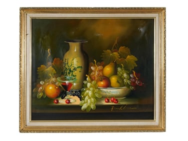20TH C FRENCH STILL LIFE OIL PAINTING BY FRANK LEAN