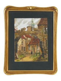 MSTISLAV DOBUZHINSKY RUSSIAN MIXED MEDIA PAINTING