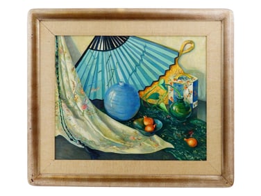 ATTR TO MARTHA BARE AMERICAN STILL LIFE OIL PAINTING