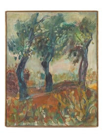 EXPRESSIONIST MANNER FOREST LANDSCAPE OIL PAINTING