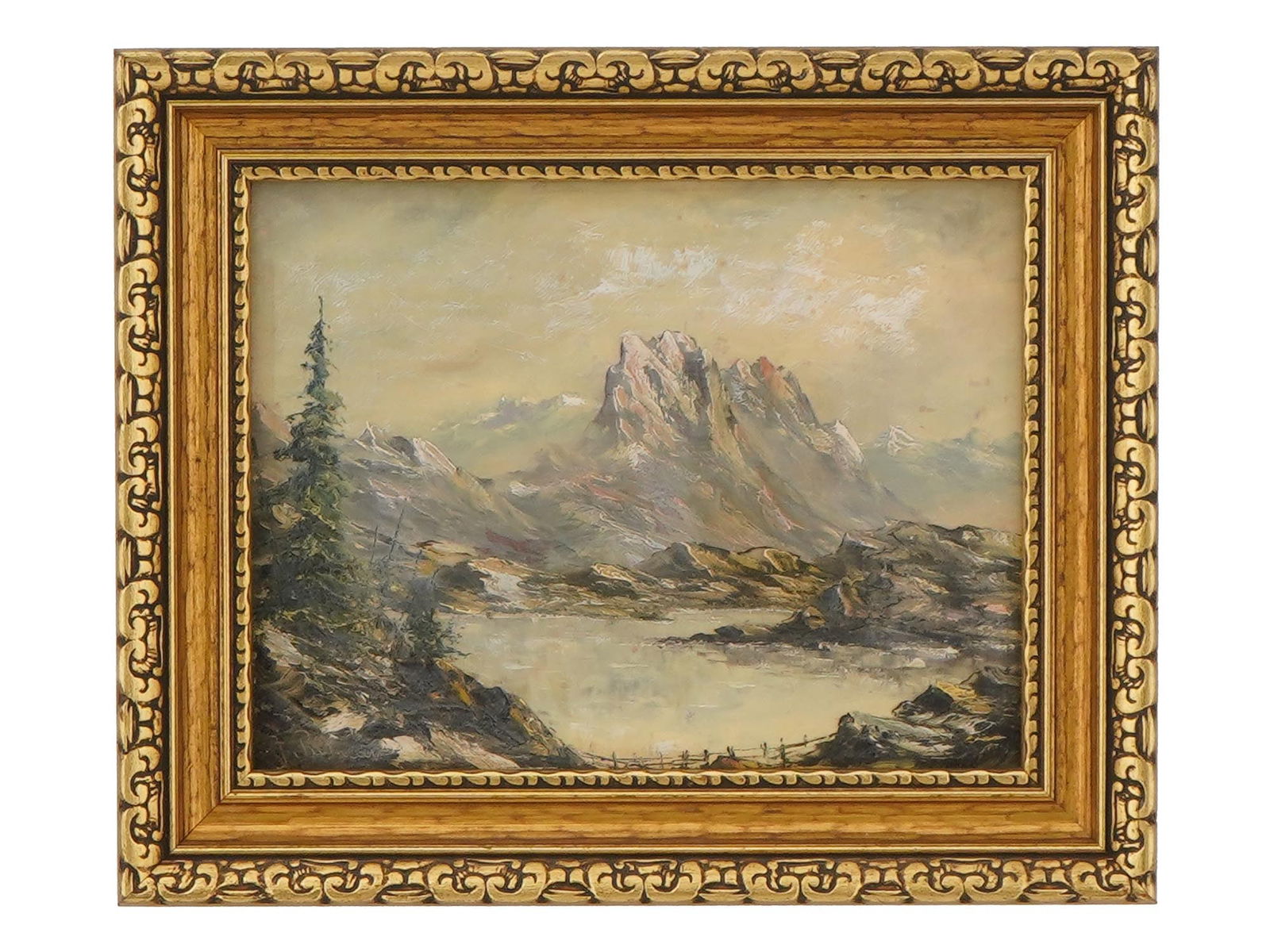 WINTER MOUNTAIN LANDSCAPE OIL PAINTING SIGNED (1 of 5)
