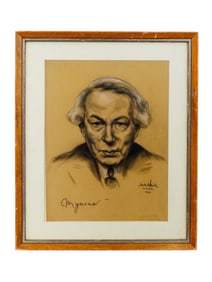 HERBERT FEIST GERMAN PORTRAIT CHARCOAL PAINTING