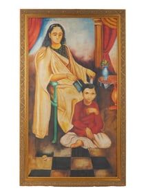INDIAN OIL PAINTING SIGNED ANJOLIE ELA MENON W COA