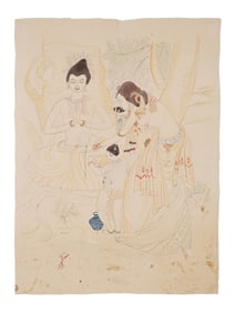 MID CENTURY INDIAN SCHOOL PAINTING SIGNED CHUGHTAI