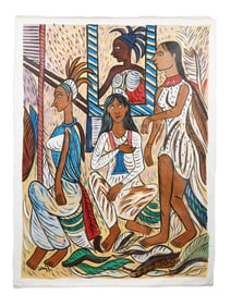 AFTER KG SUBRAMANYAN INDIAN OIL PAINTING WITH COA