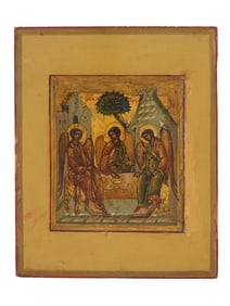 ANTIQUE RUSSIAN ORTHODOX ICON THE HOLY TRINITY