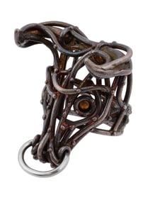 STERLING SILVER AND 14K GOLD BULL RING BY VALSTERN
