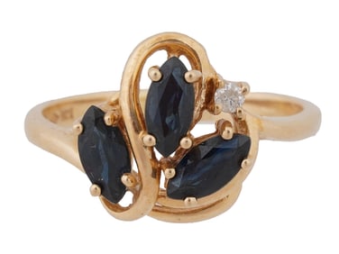 VINTAGE 14K GOLD RING WITH SAPPHIRES
