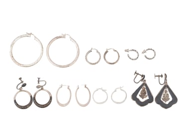 LOT OF ASSORTED STERLING SILVER EARRINGS MARKED