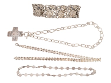 LOT OF 925 STERLING SILVER BRACELET AND NECKLACES