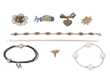 COLLECTION OF 9 STERLING SILVER JEWELRY PIECES
