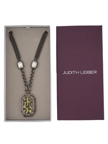JUDITH LEIBER GOLD PLATED CHEETAH PENDANT IOB