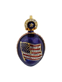 US FLAG GILT SILVER ENAMEL EASTER EGG PENDANT