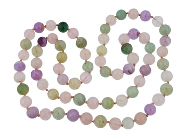 STRAND OF  QUARTZ AND JADE BEADS FOR NECKLACE