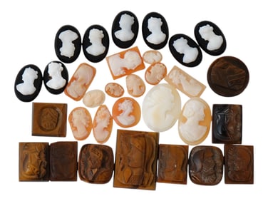 COLLECTION OF ANTIQUE HAND CARVED CAMEOS