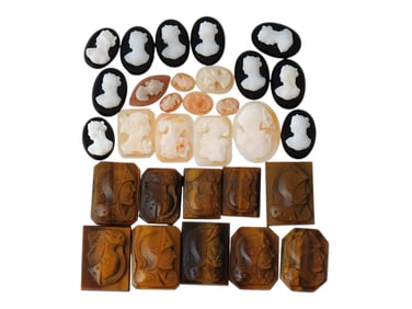 COLLECTION OF ANTIQUE HAND CARVED CAMEOS