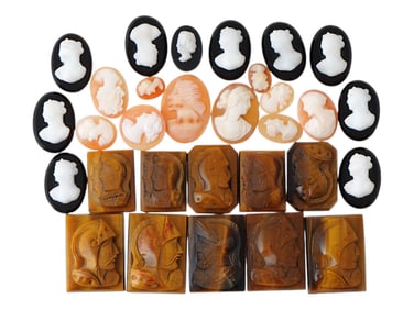 COLLECTION OF ANTIQUE HAND CARVED CAMEOS