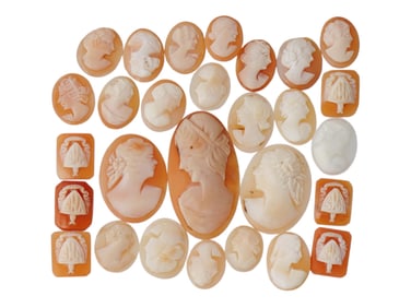 COLLECTION OF ANTIQUE HAND CARVED CAMEOS