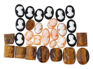 COLLECTION OF ANTIQUE HAND CARVED CAMEOS