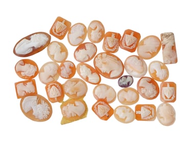 COLLECTION OF ANTIQUE HAND CARVED CAMEOS