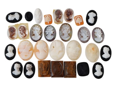 COLLECTION OF ANTIQUE HAND CARVED CAMEOS