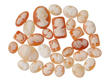 COLLECTION OF ANTIQUE HAND CARVED CAMEOS