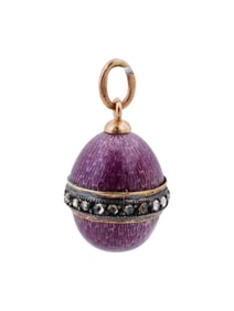 RUSSIAN GOLD ENAMEL DIAMOND EASTER EGG PENDANT