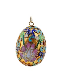 RUSSIAN SILVER CLOISONNE ENAMEL EASTER EGG PENDANT