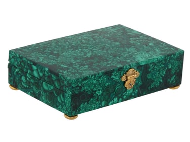 RUSSIAN CARVED MALACHITE AND GILT SILVER BOX