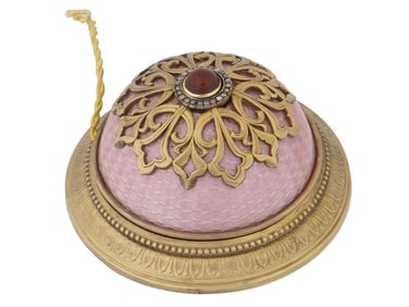 RUSSIAN SILVER GUILLOCHE ENAMEL PUSH BELL W DIAMONDS