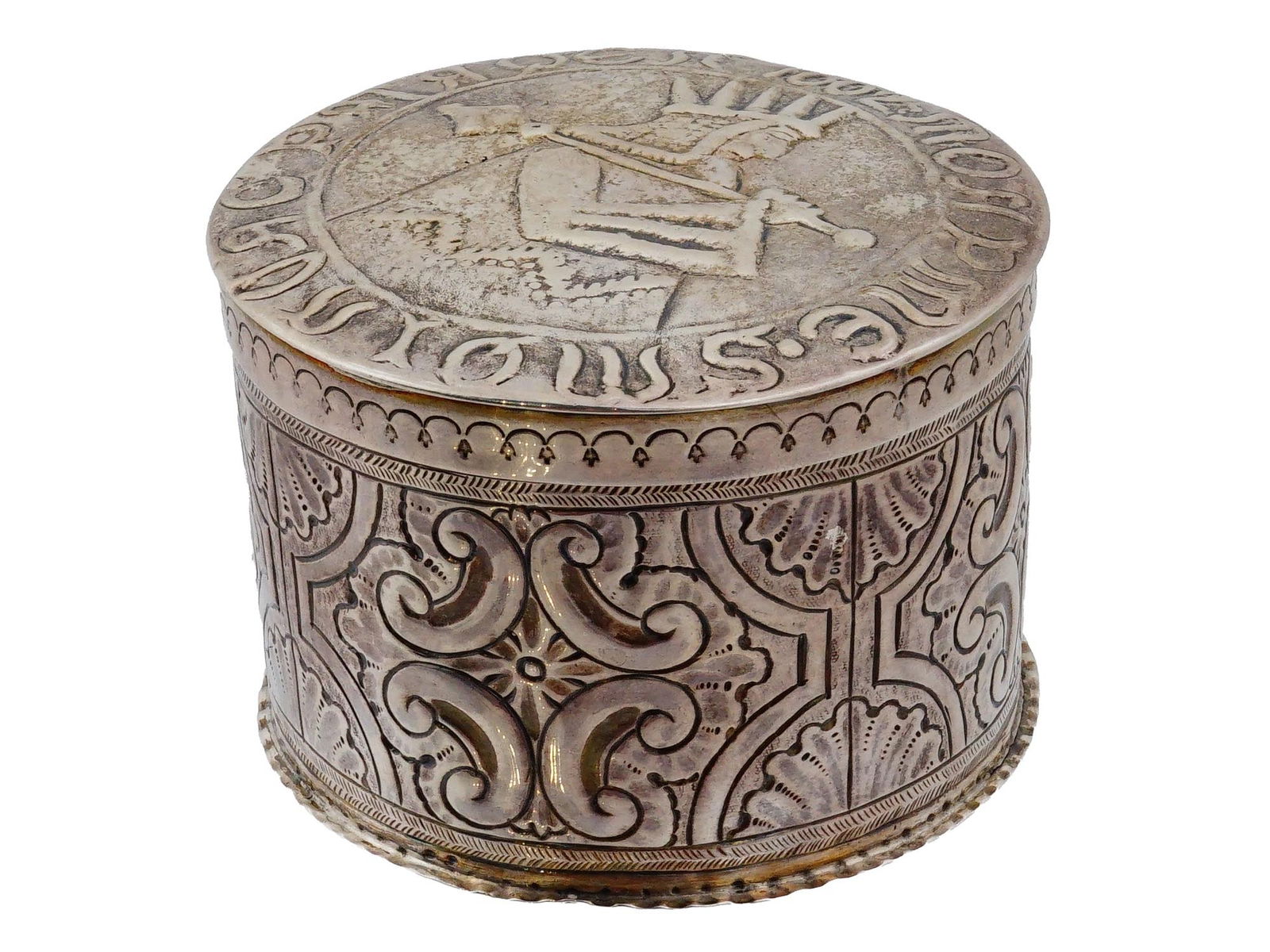 ANTIQUE BRITISH STUART CLIFFORD SILVER ROUND BOX (1 of 13)