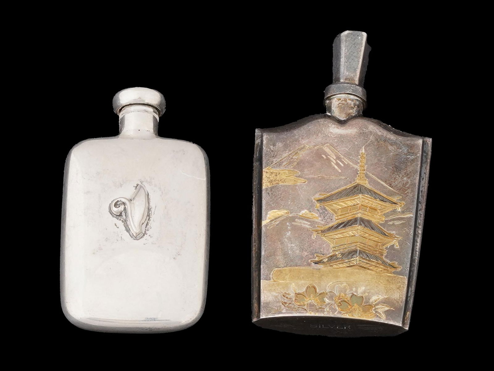 LOT OF TWO STERLING SILVER PERFUME BOTTLES (1 of 6)