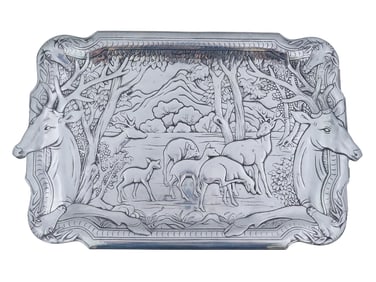 ARTHUR COURT DESIGNS ALUMINUM ELK HERD OBLONG TRAY