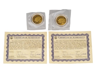 2021 PURE GOLD 5 DOLLAR SAINT GAUDENS COINS W COA
