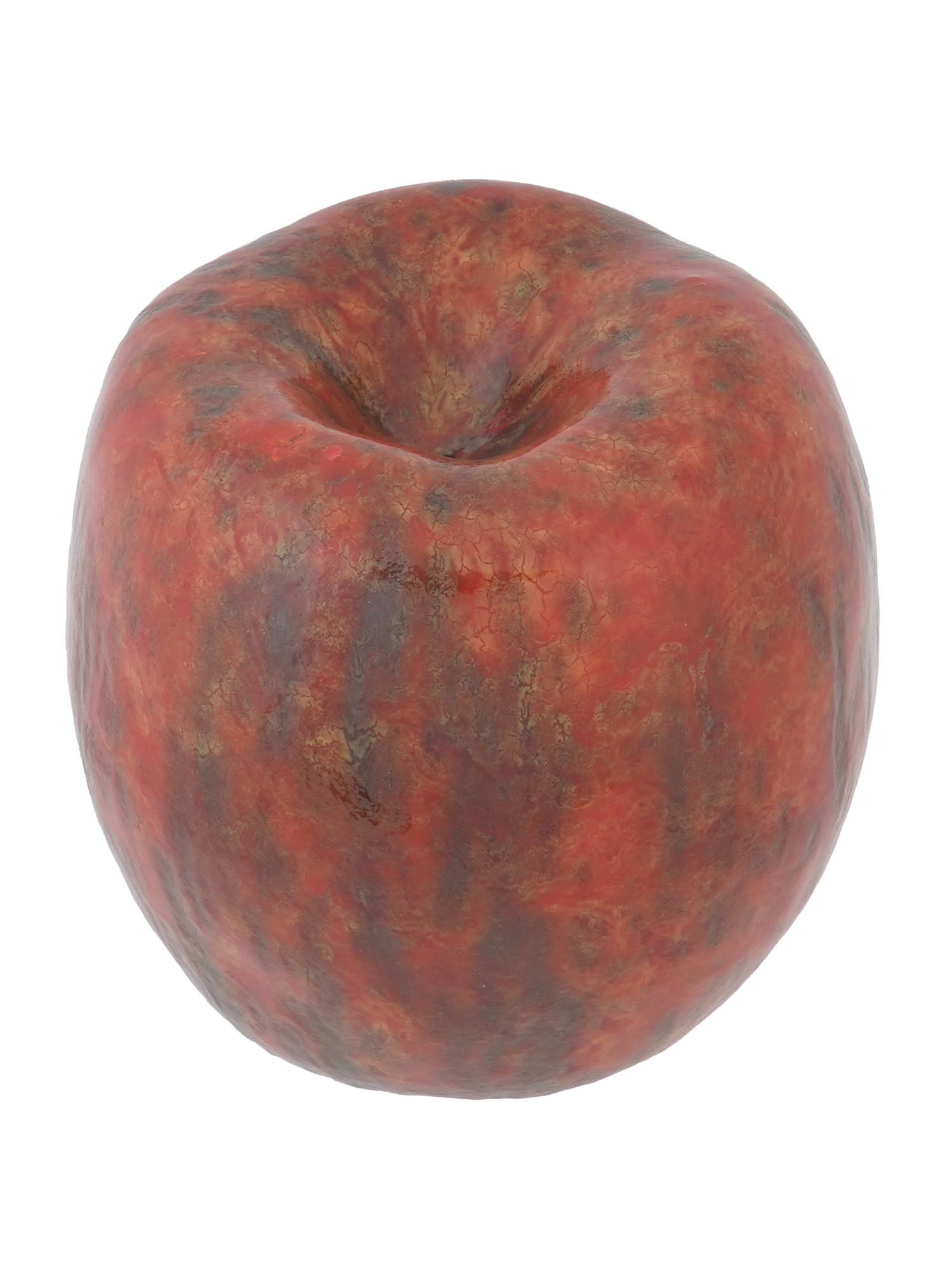 HANS HEDBERG SWEDISH FRENCH CERAMIC APPLE SCULPTURE: Hans Hedberg, 1917 to 2007, Swedish French, a glazed ceramic sculpture. The artwork represents an apple, covered with glaze in red, green and yellow shades. Signed by the artist on the bottom. Hans He