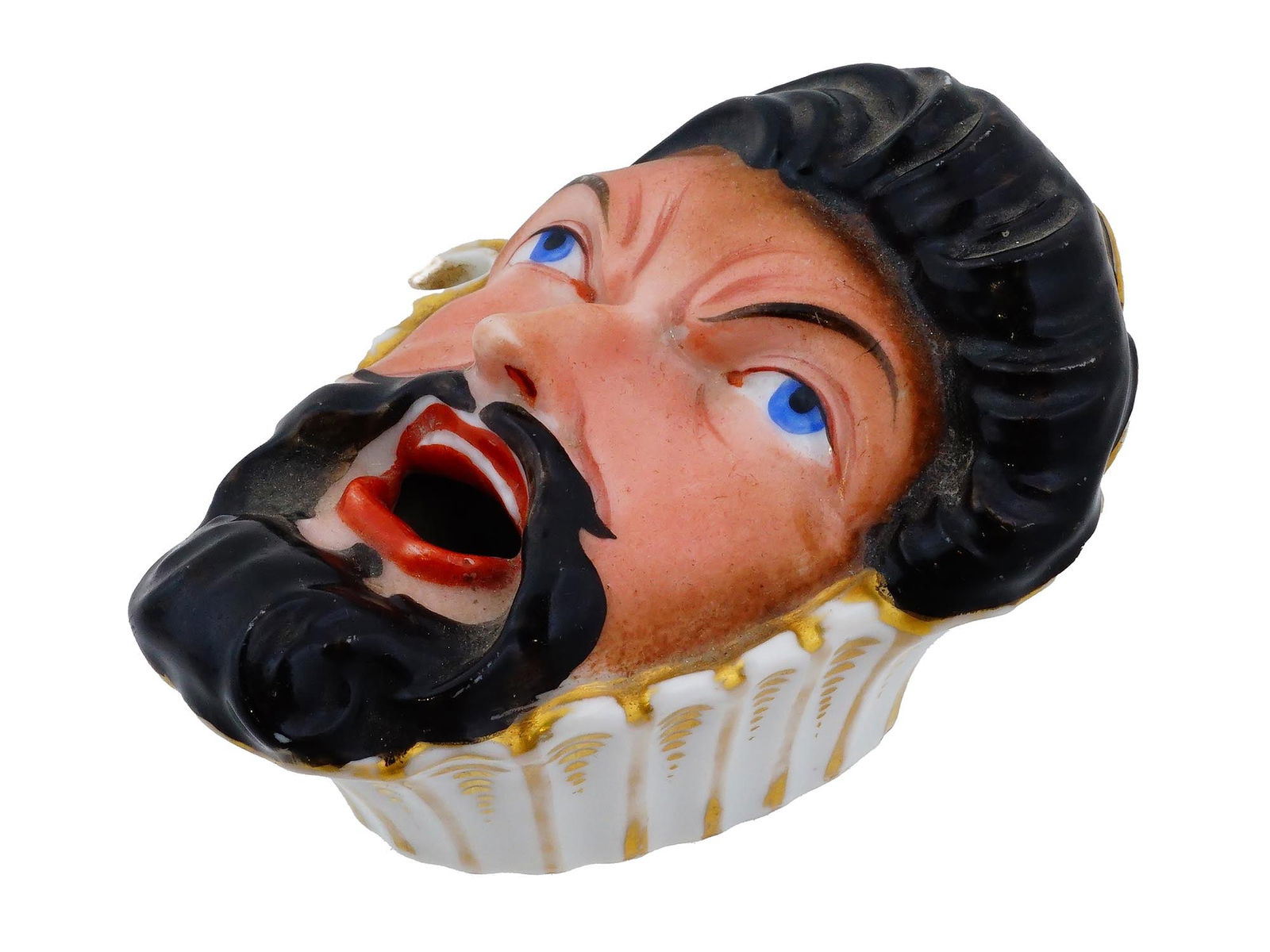 ANTIQUE 19 C FRENCH OLD PARIS PORCELAIN FACE INKWELL (1 of 9)