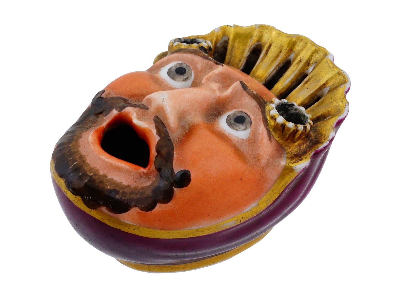 ANTIQUE 19 C FRENCH OLD PARIS PORCELAIN FACE INKWELL (1 of 9)