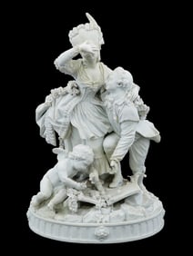ANTIQUE GERMAN MEISSEN PORCELAIN BISCUIT GROUP COUPLE