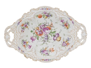ANTIQUE ENGLISH DERBY PORCELAIN BOWL WITH HANDLES