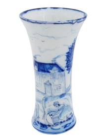 DUTCH BLUE AND WHITE HAND PAINTED CERAMIC VASE