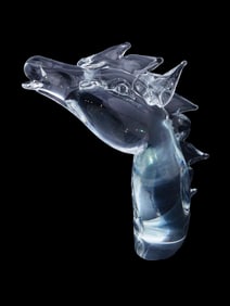 ITALIAN MURANO ART CLEAR GLASS HORSE HEAD FIGURE