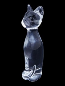 CRISTAL DE SEVRES FRENCH GLASS CAT FIGURINE