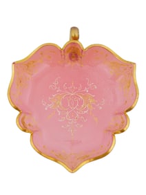 ANTIQUE FRENCH ROSE OPALINE GLASS DISH