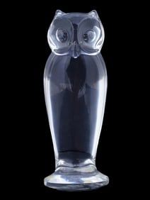 VINTAGE FRENCH SEVRES CLEAR GLASS OWL FIGURINE