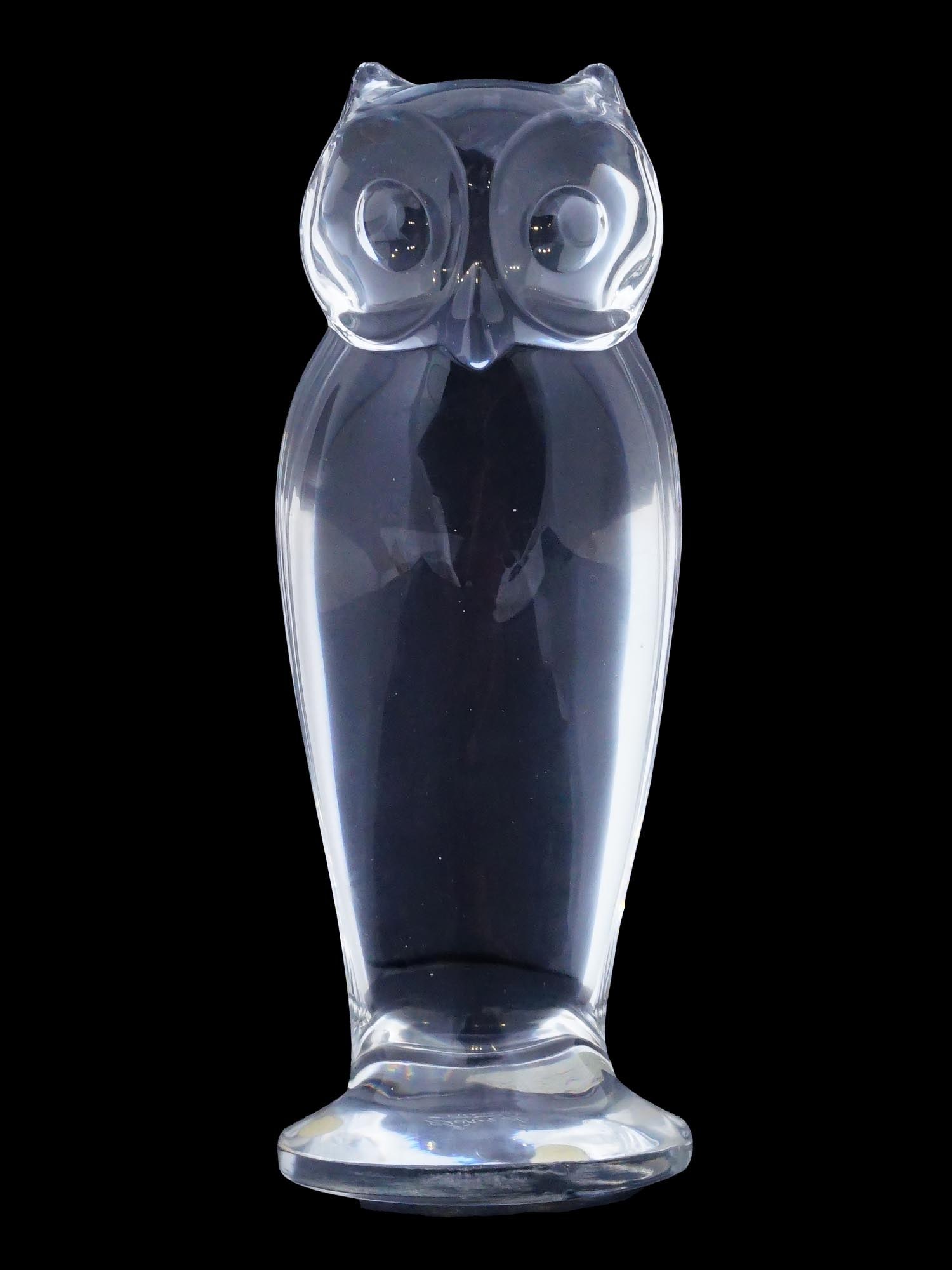 VINTAGE FRENCH SEVRES CLEAR GLASS OWL FIGURINE (1 of 9)