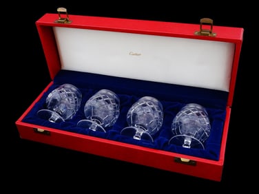 TUDOR ENGLAND CRYSTAL BRANDY GLASSES WITH CASE
