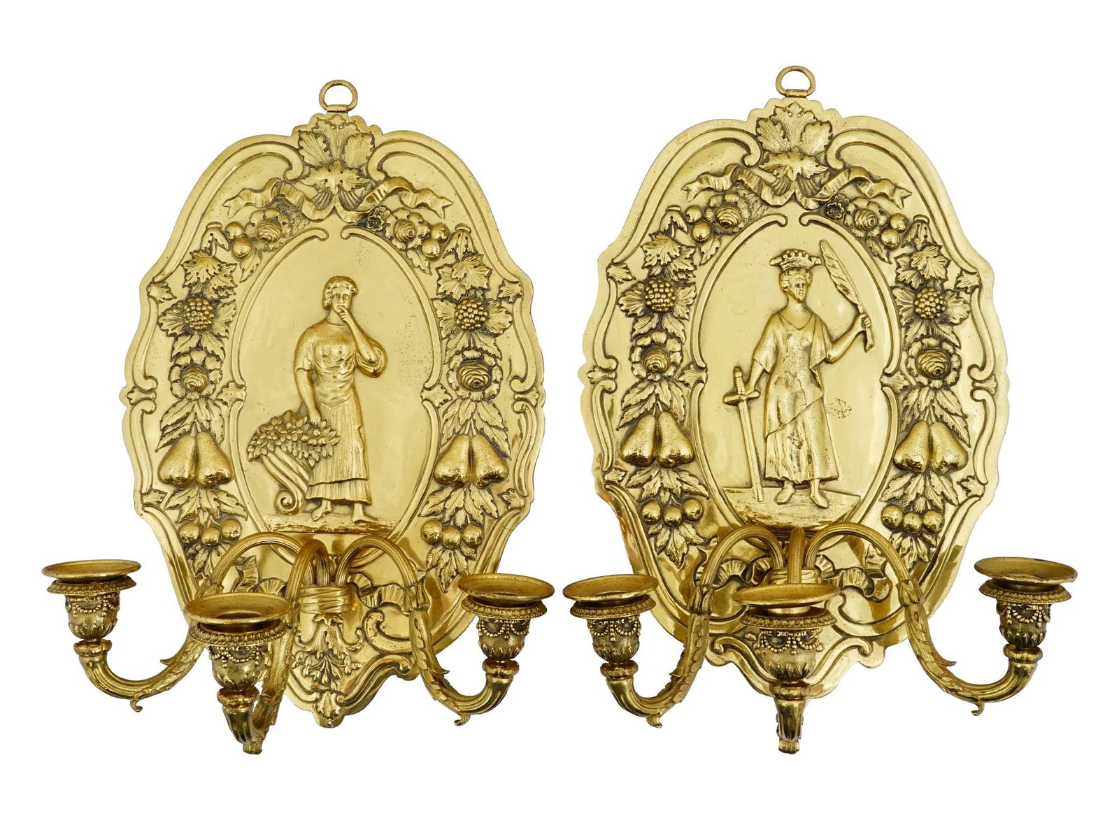 PAIR OF ANTIQUE AMERICAN BRONZE WALL SCONCES (1 of 8)